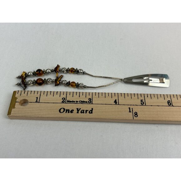 Hair Barrette Tortoiseshell Birds Silver Beaded Hair Clip Dangle Goody - Picture 7 of 7